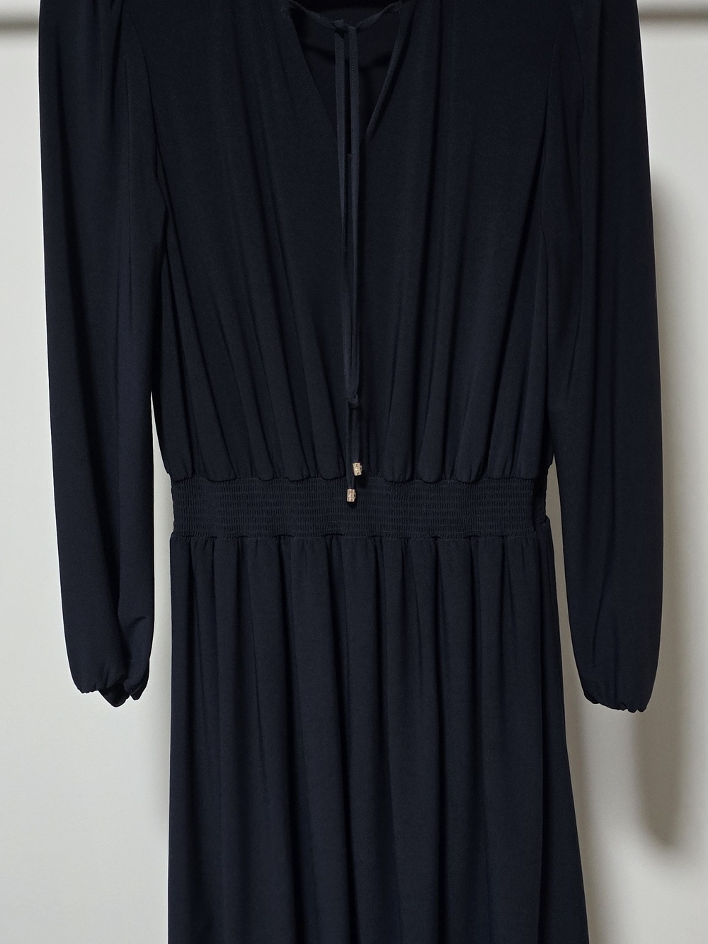 Tommy Hilfiger Navy Long Sleeve V-Neck Maxi Dress
